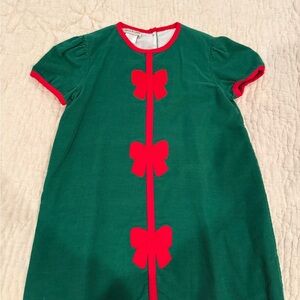 Marco & Lizzy Green Dress with Red Bow Accents